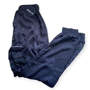 Rehab Lab Velvet Cargo Joggers NEW NWT Black